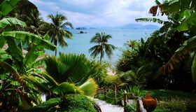 Ocean View from the nice gardens in the South of Thailand